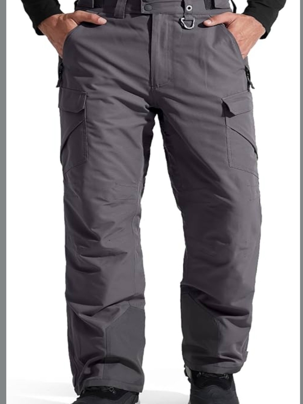 FREE SOLDIER Men's Waterproof Snow Insulated Pants Winter Skiing Grey Medium